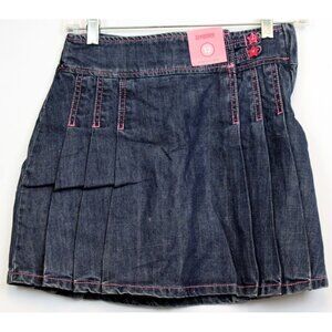 NEW 2009 Gymboree Super Star Denim Skort sz 12 Pleated Denim Skirt Pink Button